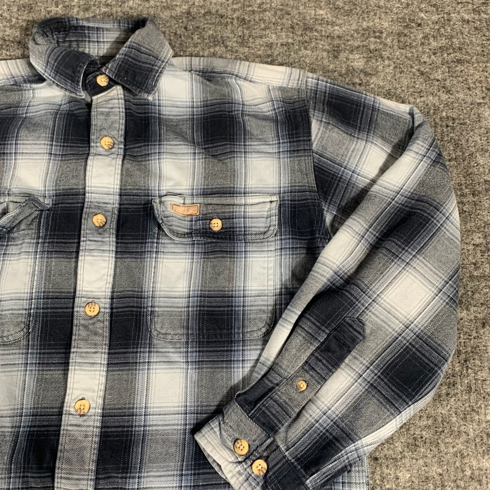Carhartt Shirt Mens S Blue Plaid Flannel Cotton Long Sleeve Heavyweight Grunge - Picture 4 of 11